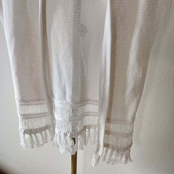 Lilly Pulitzer Cap Sleeve Open Front Cardigan Fringe Womens Size XXS/XS White - Picture 3 of 7